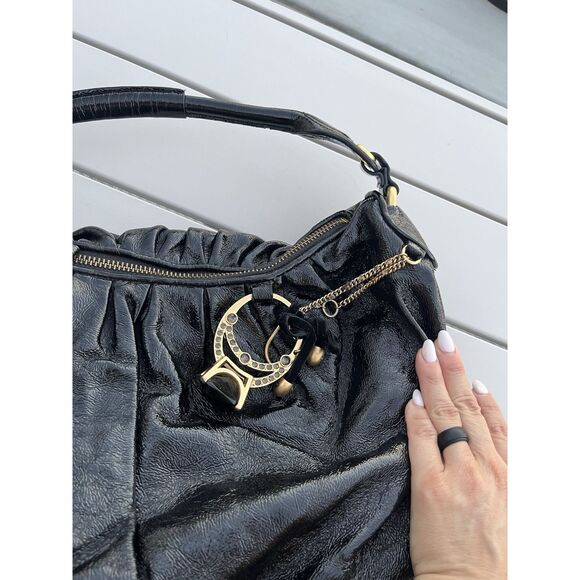 Juicy Couture Leather Embellished Y2K Boho Bag- OS - Black - Picture 4 of 16